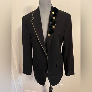 Zara NWOT Elegant Black Blazer with Gold Accents